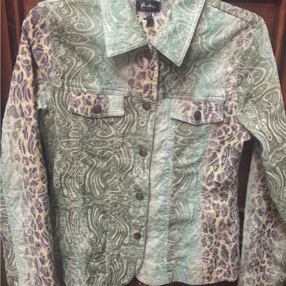 Paisley and Leopard Print Jacket-Jean Jacket style-Size Med